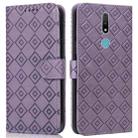For Nokia 2.4 Embossed Big Small Concentric Squares Pattern Horizontal Flip Leather Case with Card Slot & Holder & Wallet(Purple) - 1