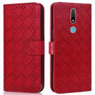 For Nokia 2.4 Embossed Big Small Concentric Squares Pattern Horizontal Flip Leather Case with Card Slot & Holder & Wallet(Red) - 1