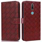 For Nokia 2.4 Embossed Big Small Concentric Squares Pattern Horizontal Flip Leather Case with Card Slot & Holder & Wallet(Brown) - 1