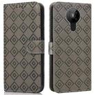 For Nokia 5.3 Embossed Big Small Concentric Squares Pattern Horizontal Flip Leather Case with Card Slot & Holder & Wallet(Grey) - 1