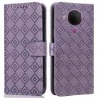 For Nokia 5.4 / 3.4 Embossed Big Small Concentric Squares Pattern Horizontal Flip Leather Case with Card Slot & Holder & Wallet(Purple) - 1