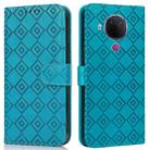 For Nokia 5.4 / 3.4 Embossed Big Small Concentric Squares Pattern Horizontal Flip Leather Case with Card Slot & Holder & Wallet(Blue) - 1