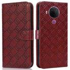 For Nokia 5.4 / 3.4 Embossed Big Small Concentric Squares Pattern Horizontal Flip Leather Case with Card Slot & Holder & Wallet(Brown) - 1