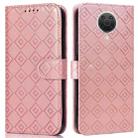 For Nokia 6.3 / G10 / G20 Embossed Big Small Concentric Squares Pattern Horizontal Flip Leather Case with Card Slot & Holder & Wallet(Pink) - 1