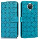 For Nokia 6.3 / G10 / G20 Embossed Big Small Concentric Squares Pattern Horizontal Flip Leather Case with Card Slot & Holder & Wallet(Blue) - 1