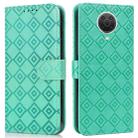 For Nokia 6.3 / G10 / G20 Embossed Big Small Concentric Squares Pattern Horizontal Flip Leather Case with Card Slot & Holder & Wallet(Green) - 1