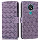 For Nokia 7.2 / 6.2 Embossed Big Small Concentric Squares Pattern Horizontal Flip Leather Case with Card Slot & Holder & Wallet(Purple) - 1