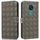 For Nokia 7.2 / 6.2 Embossed Big Small Concentric Squares Pattern Horizontal Flip Leather Case with Card Slot & Holder & Wallet(Grey) - 1