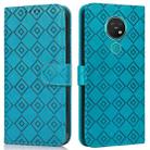 For Nokia 7.2 / 6.2 Embossed Big Small Concentric Squares Pattern Horizontal Flip Leather Case with Card Slot & Holder & Wallet(Blue) - 1