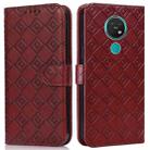 For Nokia 7.2 / 6.2 Embossed Big Small Concentric Squares Pattern Horizontal Flip Leather Case with Card Slot & Holder & Wallet(Brown) - 1