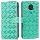 For Nokia 7.2 / 6.2 Embossed Big Small Concentric Squares Pattern Horizontal Flip Leather Case with Card Slot & Holder & Wallet(Green) - 1