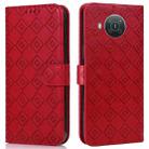 For Nokia X20 / X10 Embossed Big Small Concentric Squares Pattern Horizontal Flip Leather Case with Card Slot & Holder & Wallet(Red) - 1