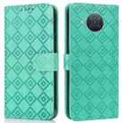 For Nokia X20 / X10 Embossed Big Small Concentric Squares Pattern Horizontal Flip Leather Case with Card Slot & Holder & Wallet(Green) - 1