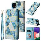 For Samsung Galaxy A22 5G Marble Bronzing Stitching Horizontal Flip PU Leather Case with Holder & Card Slots & Wallet & Photo Frame(Blue) - 1