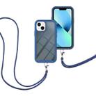 For iPhone 13 Starry Sky Solid Color Series Shockproof PC + TPU Protective Case with Neck Strap(Blue) - 2