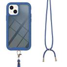 For iPhone 13 Starry Sky Solid Color Series Shockproof PC + TPU Protective Case with Neck Strap(Blue) - 3