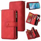 For OnePlus 9 Skin Feel PU + TPU Horizontal Flip Leather Case With Holder & 15 Cards Slot & Wallet & Zipper Pocket & Lanyard(Red) - 1