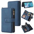 For OnePlus 9 Skin Feel PU + TPU Horizontal Flip Leather Case With Holder & 15 Cards Slot & Wallet & Zipper Pocket & Lanyard(Blue) - 1