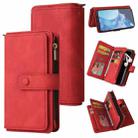 For OnePlus 9 Pro Skin Feel PU + TPU Horizontal Flip Leather Case With Holder & 15 Cards Slot & Wallet & Zipper Pocket & Lanyard(Red) - 1