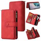 For OnePlus Nord N10 5G Skin Feel PU + TPU Horizontal Flip Leather Case With Holder & 15 Cards Slot & Wallet & Zipper Pocket & Lanyard(Red) - 1