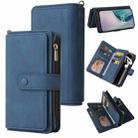 For OnePlus Nord N10 5G Skin Feel PU + TPU Horizontal Flip Leather Case With Holder & 15 Cards Slot & Wallet & Zipper Pocket & Lanyard(Blue) - 1