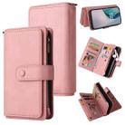 For OnePlus Nord N10 5G Skin Feel PU + TPU Horizontal Flip Leather Case With Holder & 15 Cards Slot & Wallet & Zipper Pocket & Lanyard(Pink) - 1
