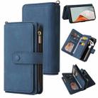 For OnePlus Nord N100 5G Skin Feel PU + TPU Horizontal Flip Leather Case With Holder & 15 Cards Slot & Wallet & Zipper Pocket & Lanyard(Blue) - 1