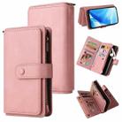 For OnePlus Nord N200 5G Skin Feel PU + TPU Horizontal Flip Leather Case With Holder & 15 Cards Slot & Wallet & Zipper Pocket & Lanyard(Pink) - 1