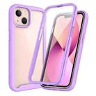 For iPhone 13 mini Starry Sky Solid Color Series Shockproof PC + TPU Case with PET Film (Light Purple) - 1