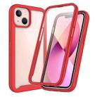 For iPhone 13 Starry Sky Solid Color Series Shockproof PC + TPU Case with PET Film(Red) - 1