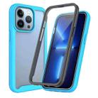 For iPhone 13 Pro Starry Sky Solid Color Series Shockproof PC + TPU Case with PET Film (Sky Blue) - 1