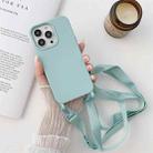 For iPhone 13 mini Elastic Silicone Protective Case with Wide Neck Lanyard (Sky Blue) - 1