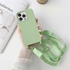 For iPhone 13 mini Elastic Silicone Protective Case with Wide Neck Lanyard (Green) - 1