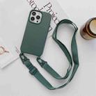 For iPhone 13 mini Elastic Silicone Protective Case with Wide Neck Lanyard (Dark Green) - 1