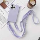 For iPhone 13 Pro Max Elastic Silicone Protective Case with Wide Neck Lanyard (Purple) - 1