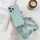 For iPhone 12 Pro Max Elastic Silicone Protective Case with Wide Neck Lanyard(Sky Blue) - 1