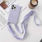 For iPhone 12 Pro Max Elastic Silicone Protective Case with Wide Neck Lanyard(Purple) - 1