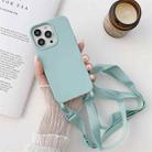 For iPhone 11 Pro Max Elastic Silicone Protective Case with Wide Neck Lanyard (Sky Blue) - 1