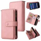 For LG G9 / Velvet Skin Feel PU + TPU Horizontal Flip Leather Case With Holder & 15 Cards Slot & Wallet & Zipper Pocket & Lanyard(Pink) - 1