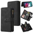 For Motorola Moto G10 Skin Feel PU + TPU Horizontal Flip Leather Case With Holder & 15 Cards Slot & Wallet & Zipper Pocket & Lanyard(Black) - 1