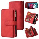 For Motorola Moto G10 Skin Feel PU + TPU Horizontal Flip Leather Case With Holder & 15 Cards Slot & Wallet & Zipper Pocket & Lanyard(Red) - 1