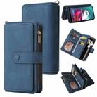 For Motorola Moto G10 Skin Feel PU + TPU Horizontal Flip Leather Case With Holder & 15 Cards Slot & Wallet & Zipper Pocket & Lanyard(Blue) - 1