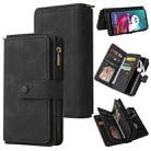 For Motorola Moto G30 Skin Feel PU + TPU Horizontal Flip Leather Case With Holder & 15 Cards Slot & Wallet & Zipper Pocket & Lanyard(Black) - 1