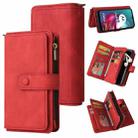 For Motorola Moto G30 Skin Feel PU + TPU Horizontal Flip Leather Case With Holder & 15 Cards Slot & Wallet & Zipper Pocket & Lanyard(Red) - 1