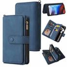 For Motorola Moto E7 Power Skin Feel PU + TPU Horizontal Flip Leather Case With Holder & 15 Cards Slot & Wallet & Zipper Pocket & Lanyard(Blue) - 1