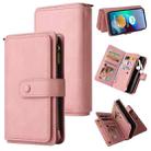 For Motorola Moto G100 Skin Feel PU + TPU Horizontal Flip Leather Case With Holder & 15 Cards Slot & Wallet & Zipper Pocket & Lanyard(Pink) - 1