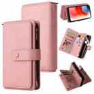 For Motorola Moto G Play (2021) Skin Feel PU + TPU Horizontal Flip Leather Case With Holder & 15 Cards Slot & Wallet & Zipper Pocket & Lanyard(Pink) - 1