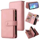 For Motorola Moto G50 Skin Feel PU + TPU Horizontal Flip Leather Case With Holder & 15 Cards Slot & Wallet & Zipper Pocket & Lanyard(Pink) - 1