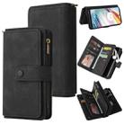 For Motorola Moto G60 Skin Feel PU + TPU Horizontal Flip Leather Case With Holder & 15 Cards Slot & Wallet & Zipper Pocket & Lanyard(Black) - 1