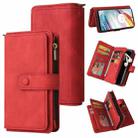 For Motorola Moto G60 Skin Feel PU + TPU Horizontal Flip Leather Case With Holder & 15 Cards Slot & Wallet & Zipper Pocket & Lanyard(Red) - 1